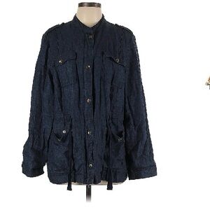 Chico's Dark Blue Denim Utility Jacket
